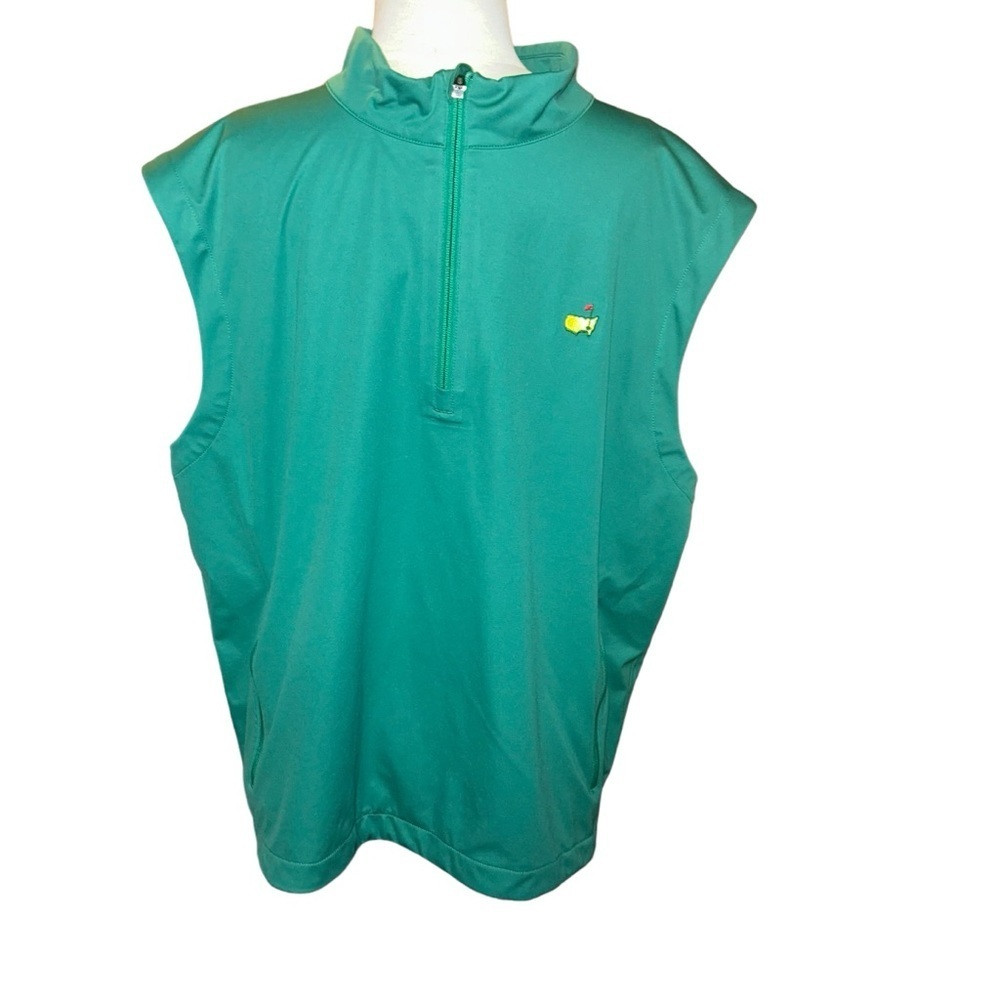 Men Masters tech quarter zip green golf vest size XL